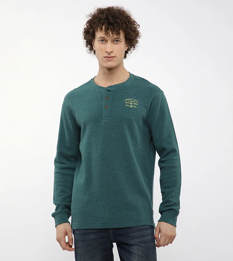 بيفرلي هيلز بولو كلوب TRAIL RANK POCKET HENLEY WAFFLE KNIT TEE